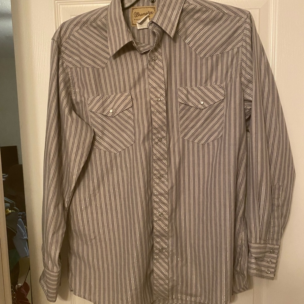 Wrangler Men's Striped Gray Shirt
